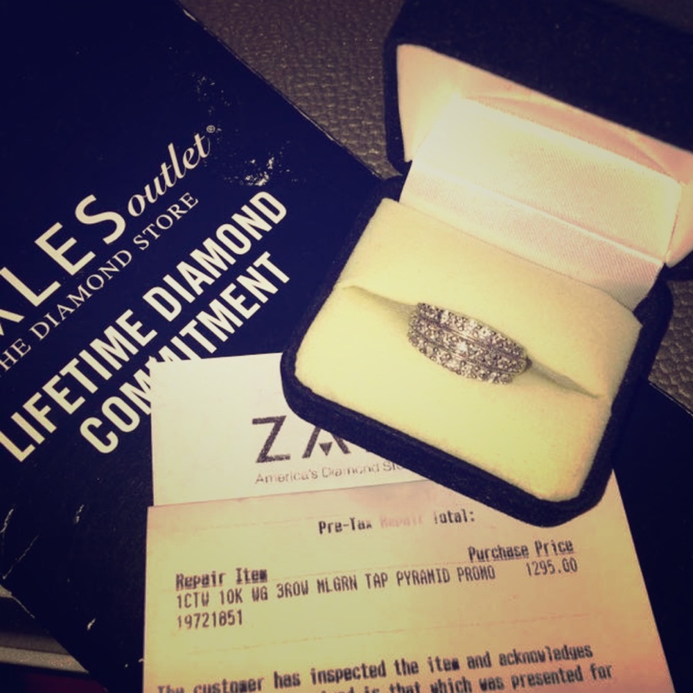 Three Row Diamond Wedding Band from Zales